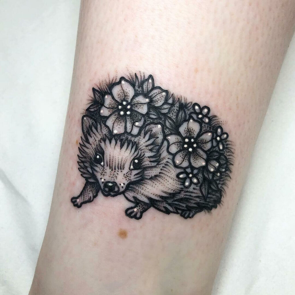 11+ Hedgehog Tattoo Ideas That Will Blow Your Mind! 19 Black And White Japanese Hedgehog Tattoo