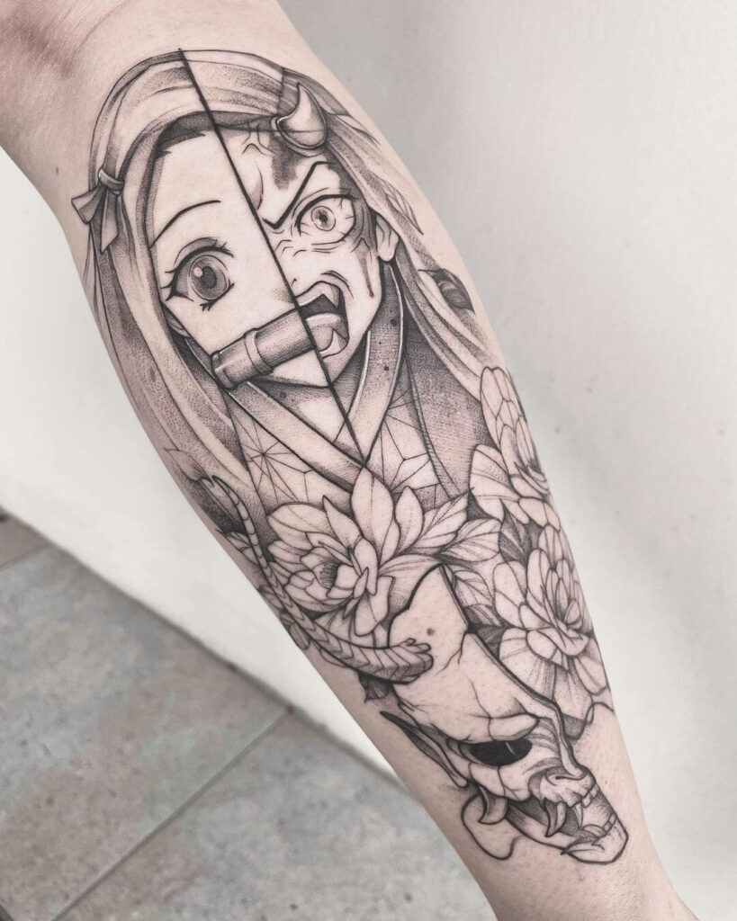 10+ Nezuko Tattoo Ideas That Will Blow Your Mind! 11 Black And White Nezuko Kamado Tattoo