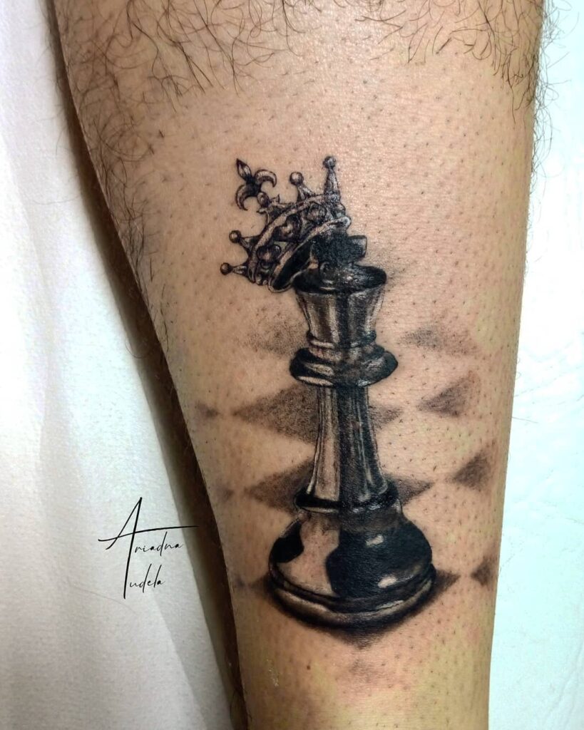11+ Chess Board Tattoo Ideas That Will Blow Your Mind! 11 Black Beauty - King Chess Piece Tattoo