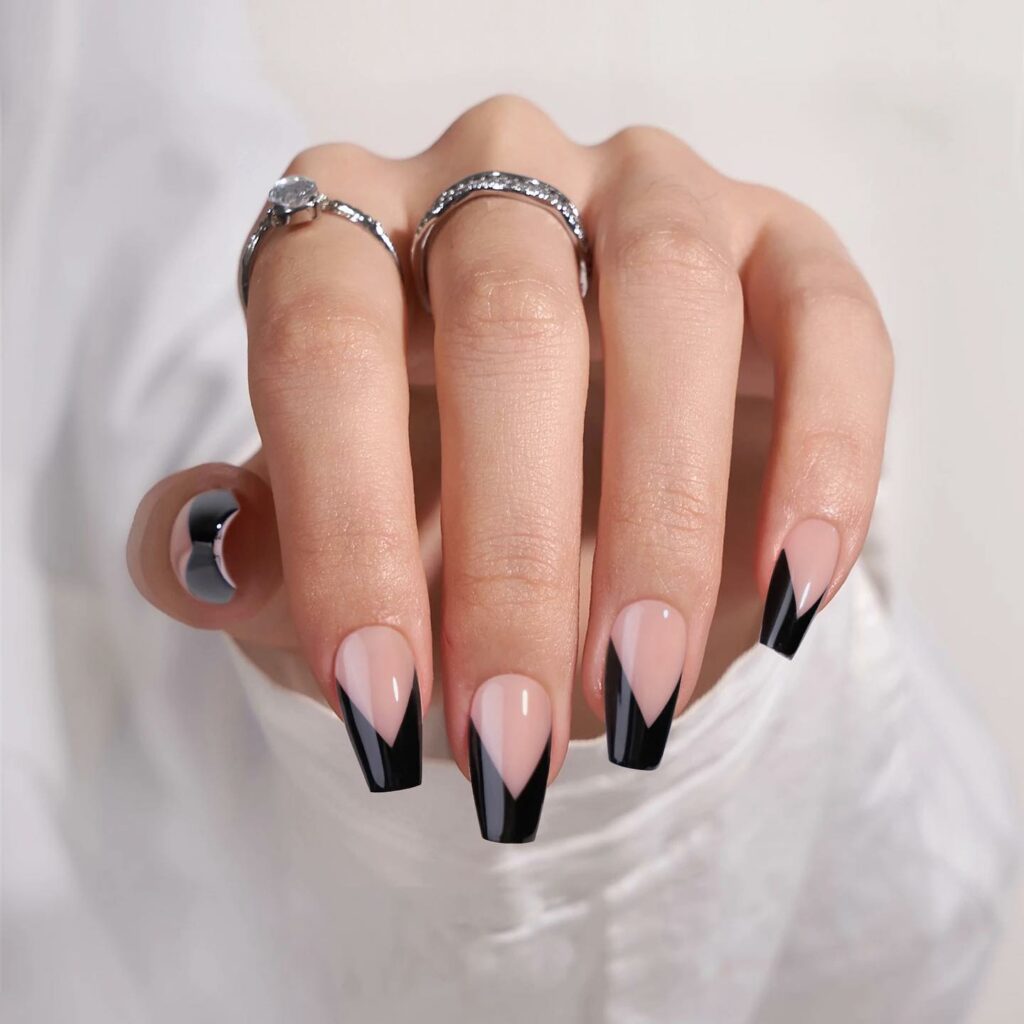 22 Latest Short Black French Tip Nail Ideas To Try In 2024! 40 Black Coffin Short French Nails