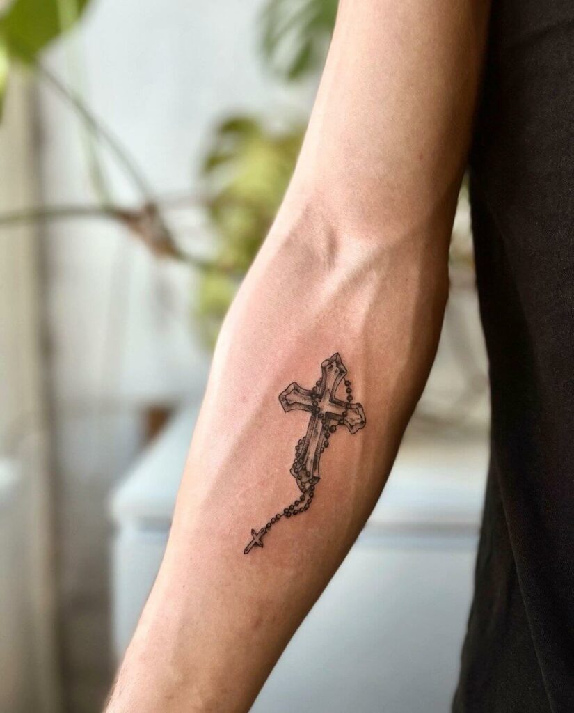 12+ Black Cross Tattoo Ideas To Inspire You! 11 Black Cross Rosary Tattoo
