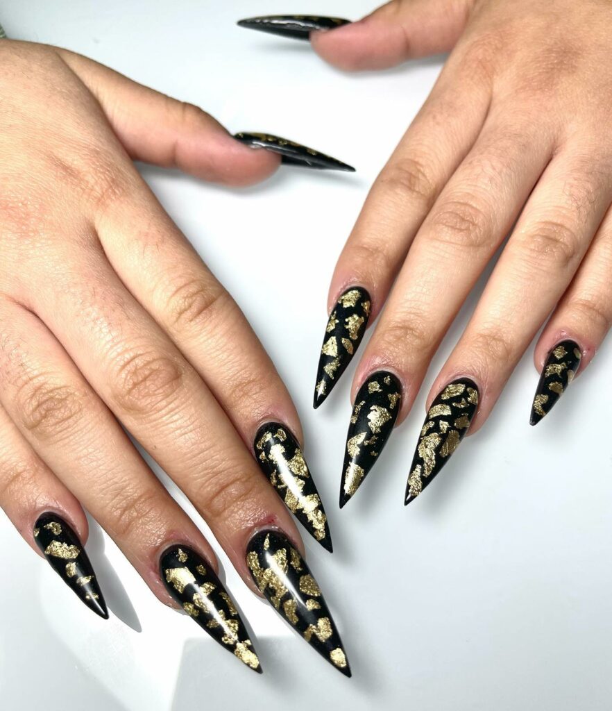 Discover 44 Trendsetting Black Nail Designs for 2024 46 Black & Gold Stiletto