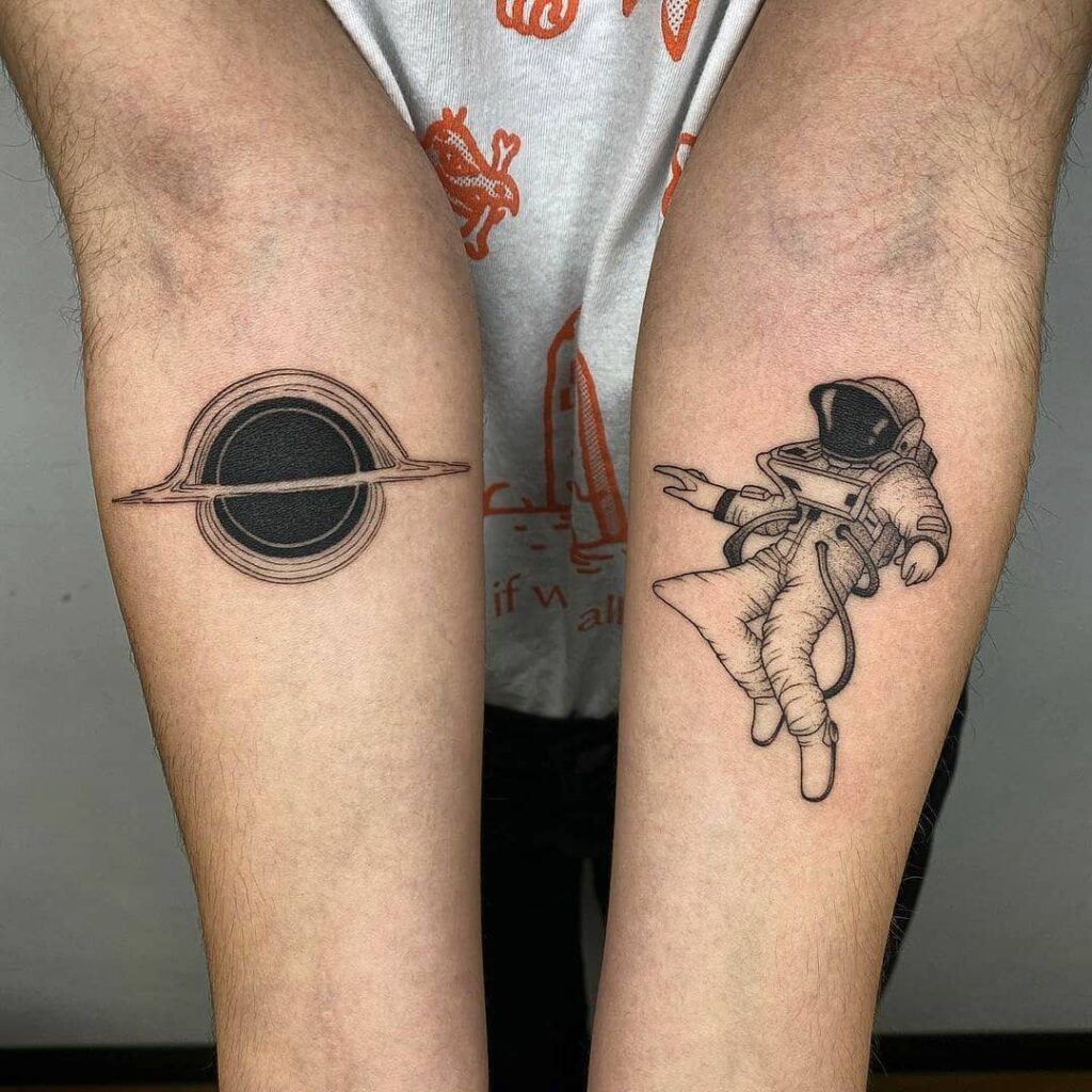 10+ Black Hole Tattoo Ideas You'll Have To See To Believe! 17 Black Hole With Astronaut Tattoo