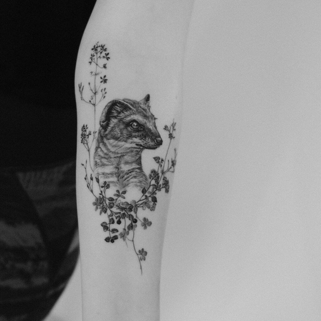 11+ Mongoose Tattoo Ideas That Will Blow Your Mind! 12 Black Ink Yellow Mongoose