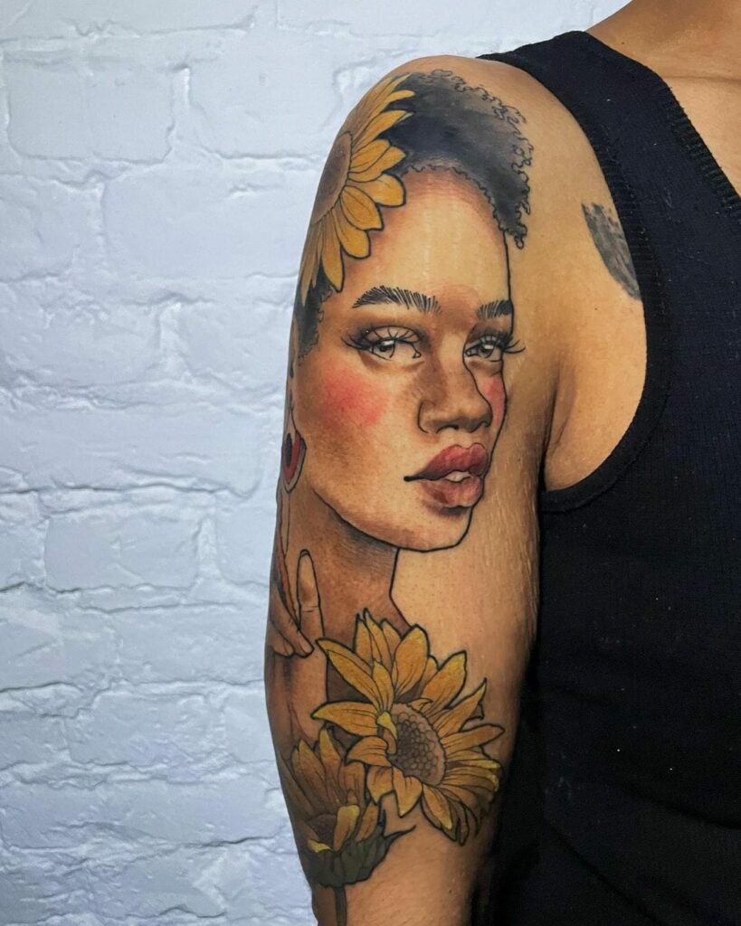 11+ Brown Skin Tattoo Ideas That Will Blow Your Mind! 11 Black Lady Portrait Tattoo On Brown Skin