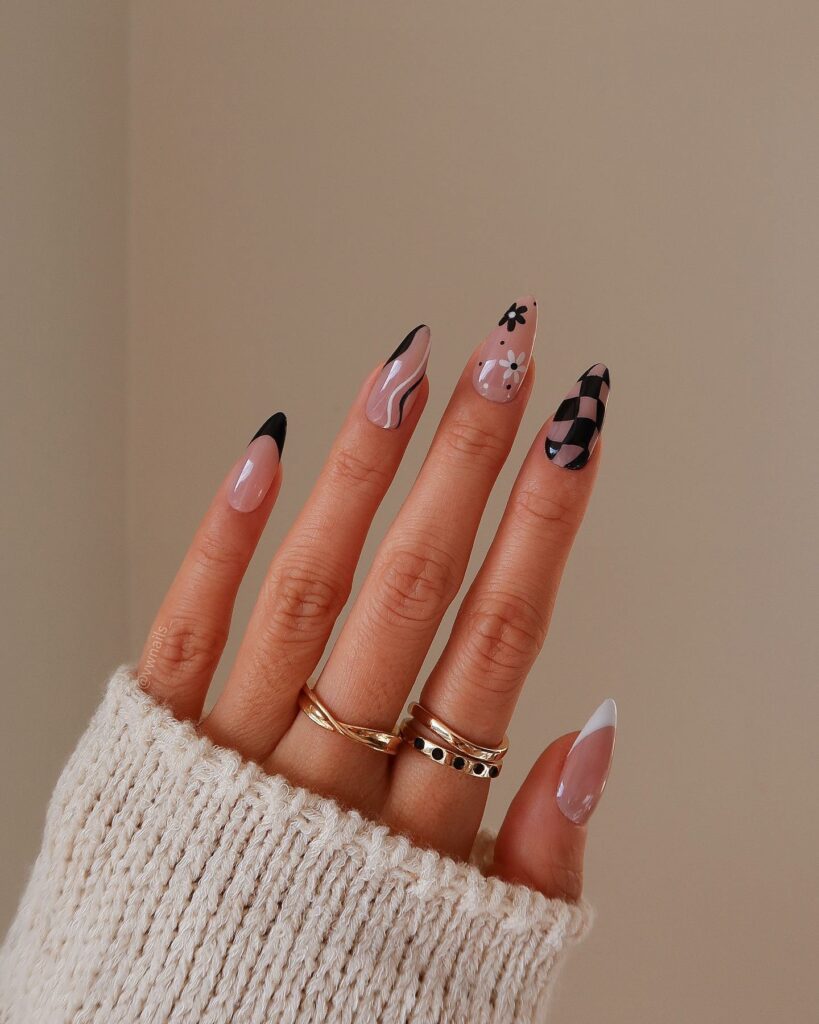 Discover 44 Trendsetting Black Nail Designs for 2024 15 Black Lines