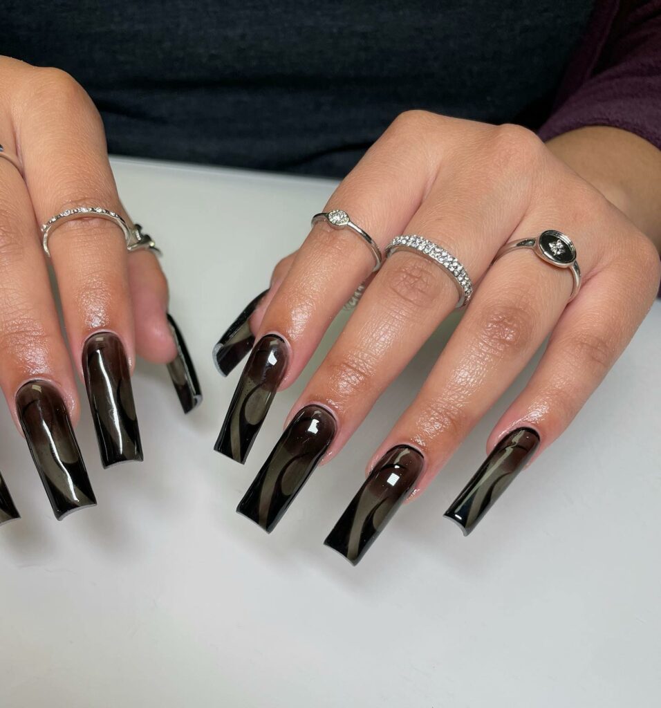 25 Latest Square Nail Designs To Try In 2024! 23 Black Marble