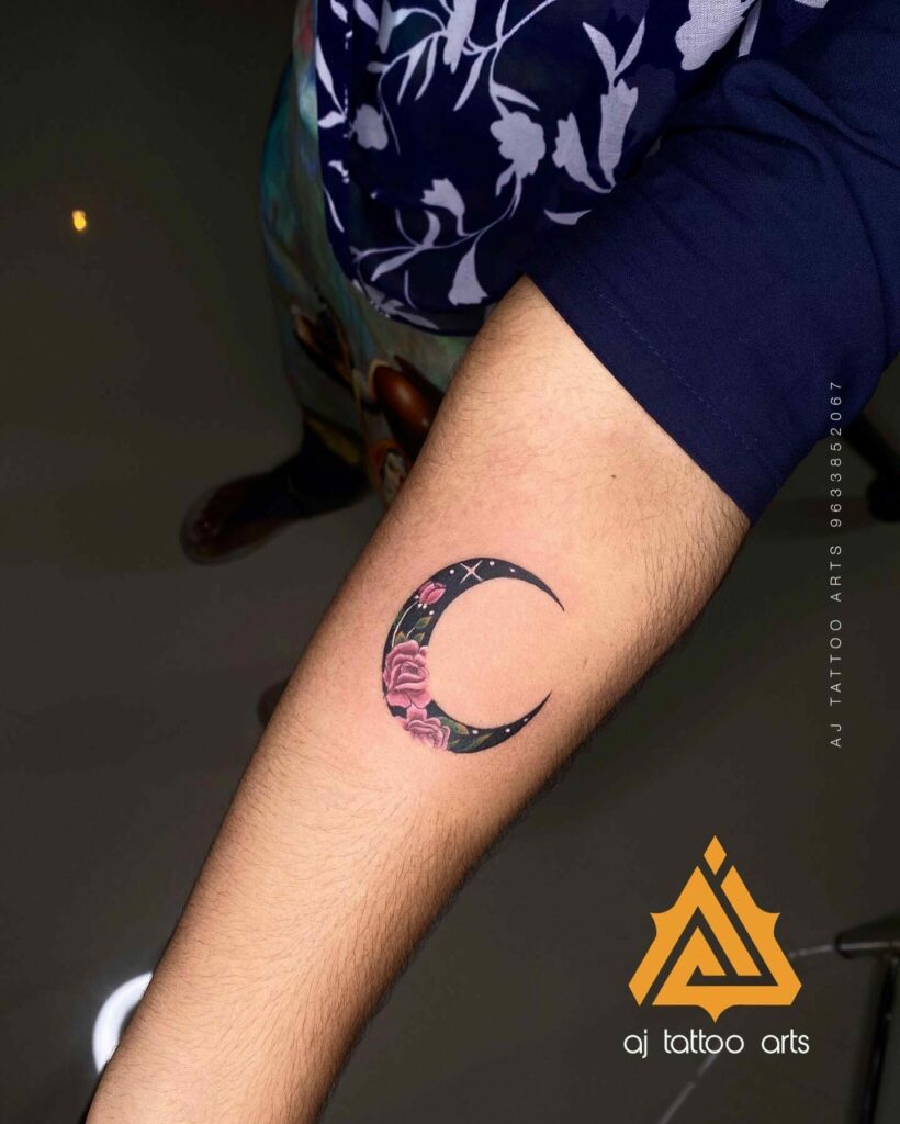 12+ Moon with Flowers Tattoo Ideas To Inspire You! 17 Black Moon Tattoo With Roses