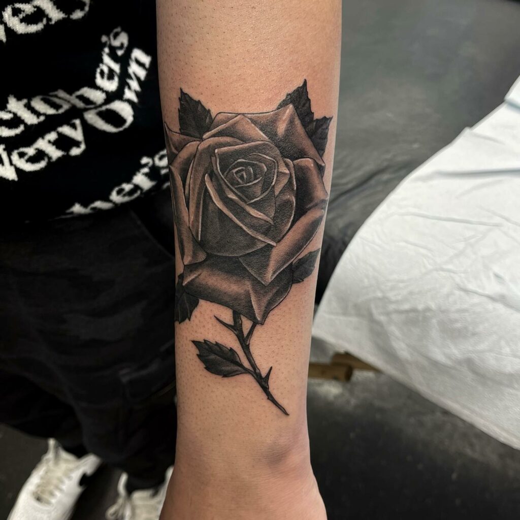 11+ Rose Stem Tattoo Ideas That Will Blow Your Mind! 18 Black Rose Tattoo With Intricate Detailing