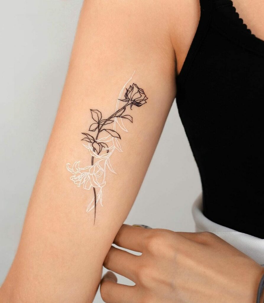 13+ Big Rose Tattoo Ideas That Will Blow Your Mind! 12 Black Rose Tattoo x Rose Outline Tattoo