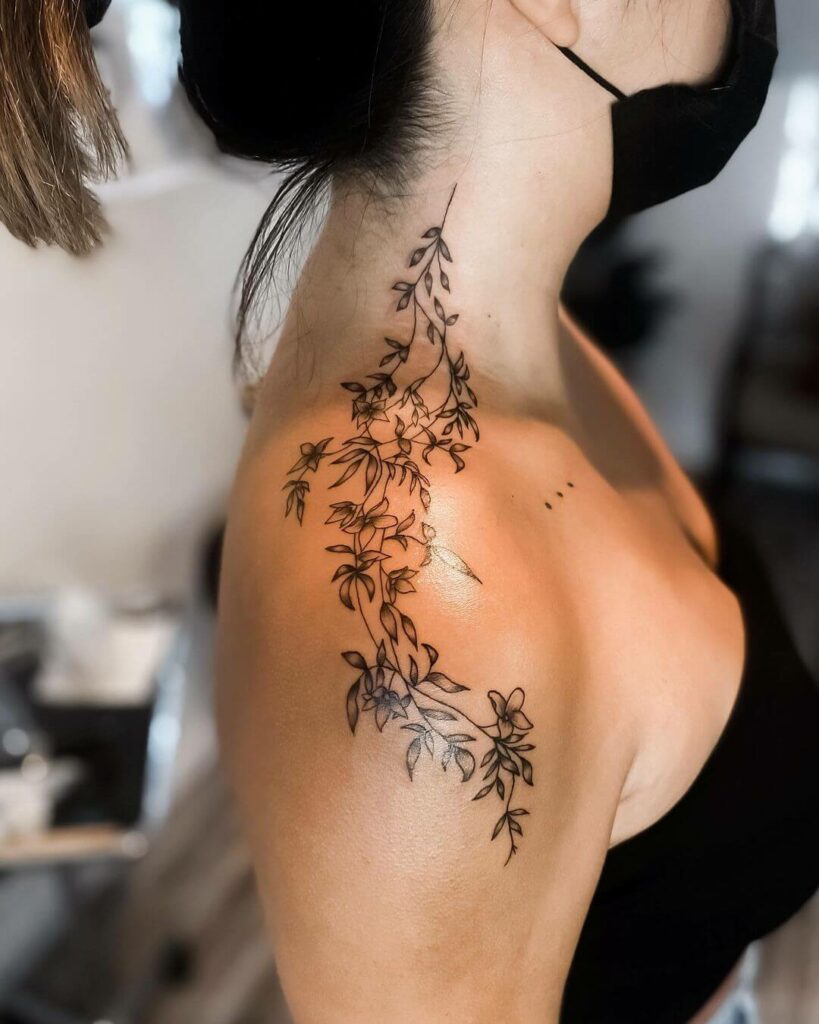 12+ Jasmine Tattoo Ideas That Will Blow Your Mind! 16 Black Shade Jasmine Tattoo