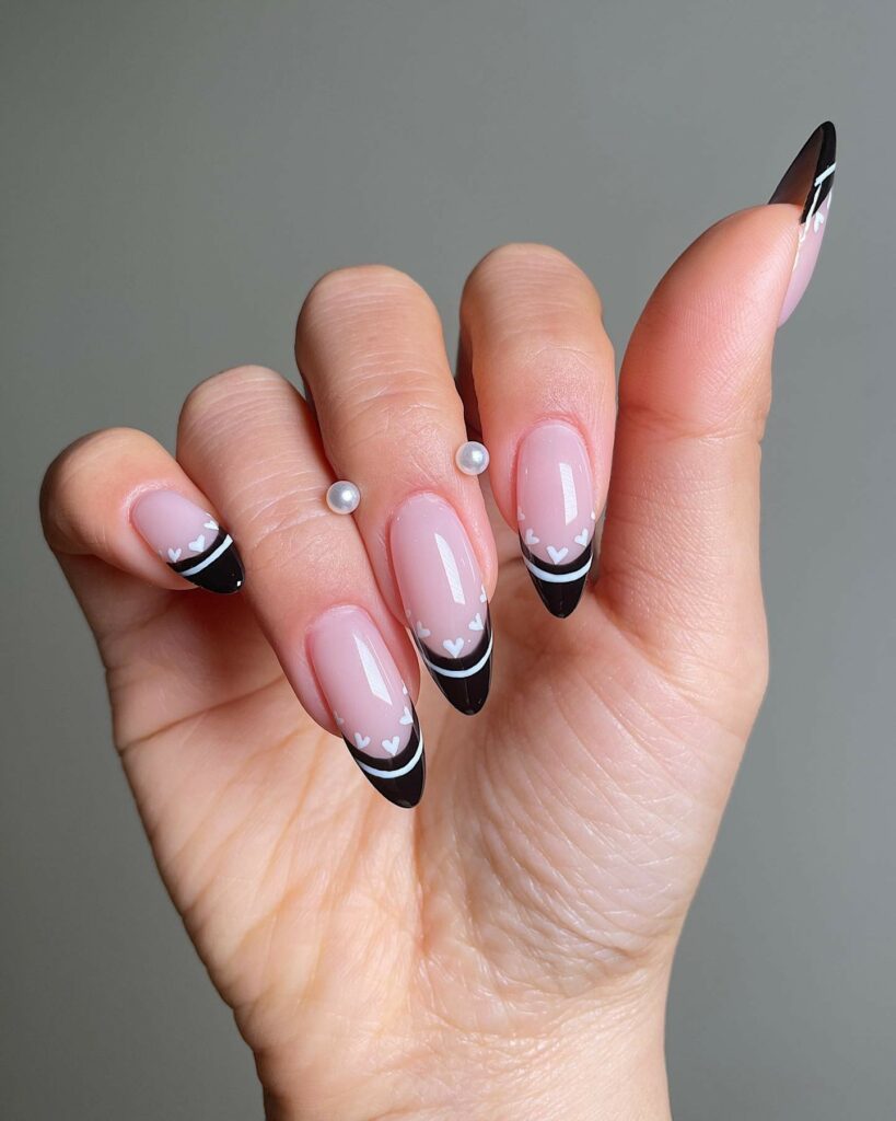 Try 30 Black French Tip Almond Nail Designs of 2024 11 Black & White French