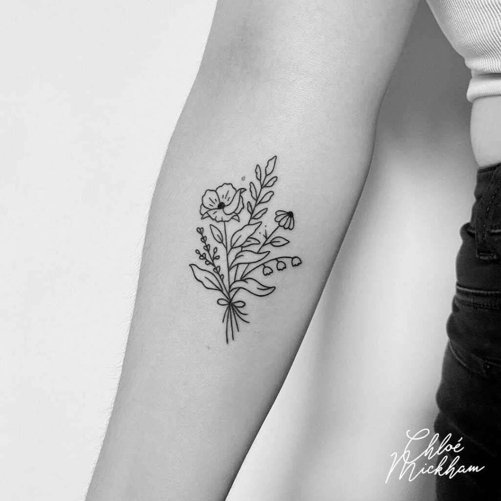 12+ Black Outline Tattoo Ideas To Inspire You! 17 Black Wildflowers Outline Tattoo