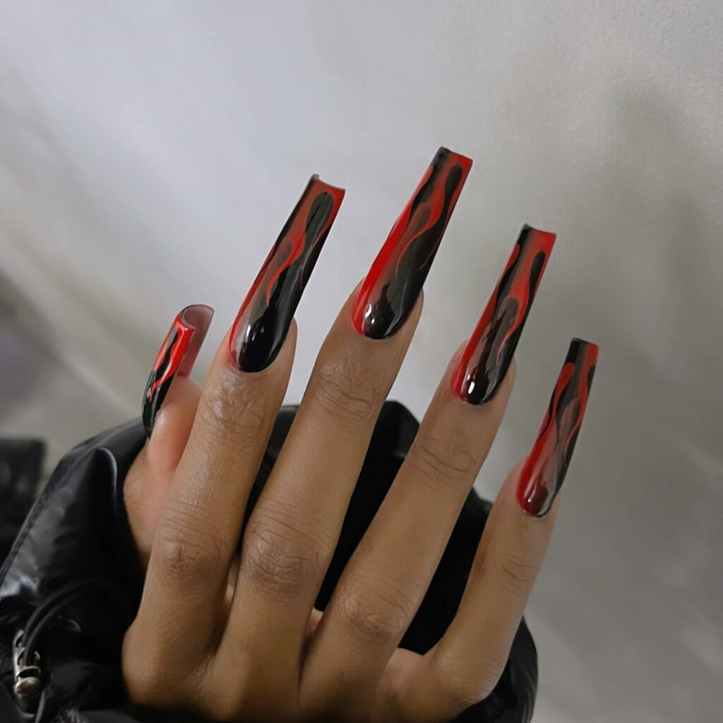 Explore 34 Red Acrylic Nail Designs To Try in 2024 25 Black and Red Acrylic Nails