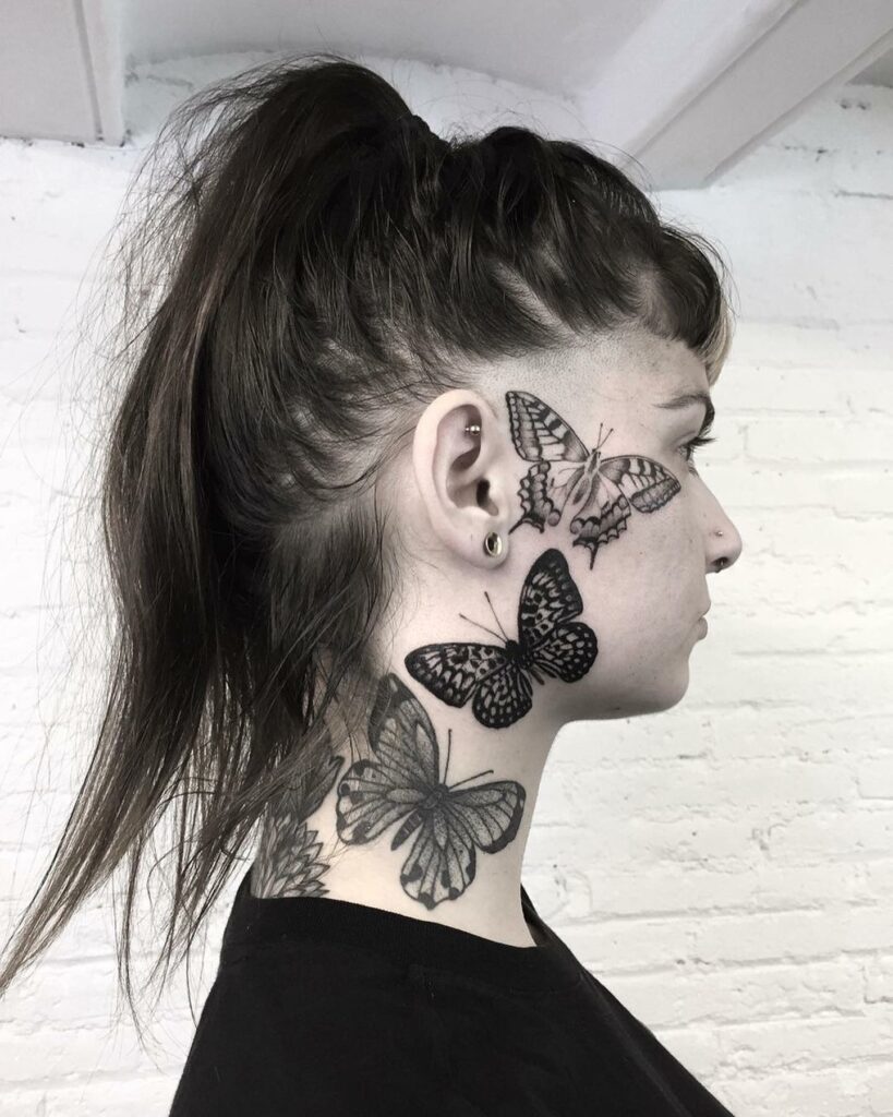 11+ Butterfly Face Tattoo Ideas That Will Blow Your Mind! 16 Black and White Butterfly Tattoos