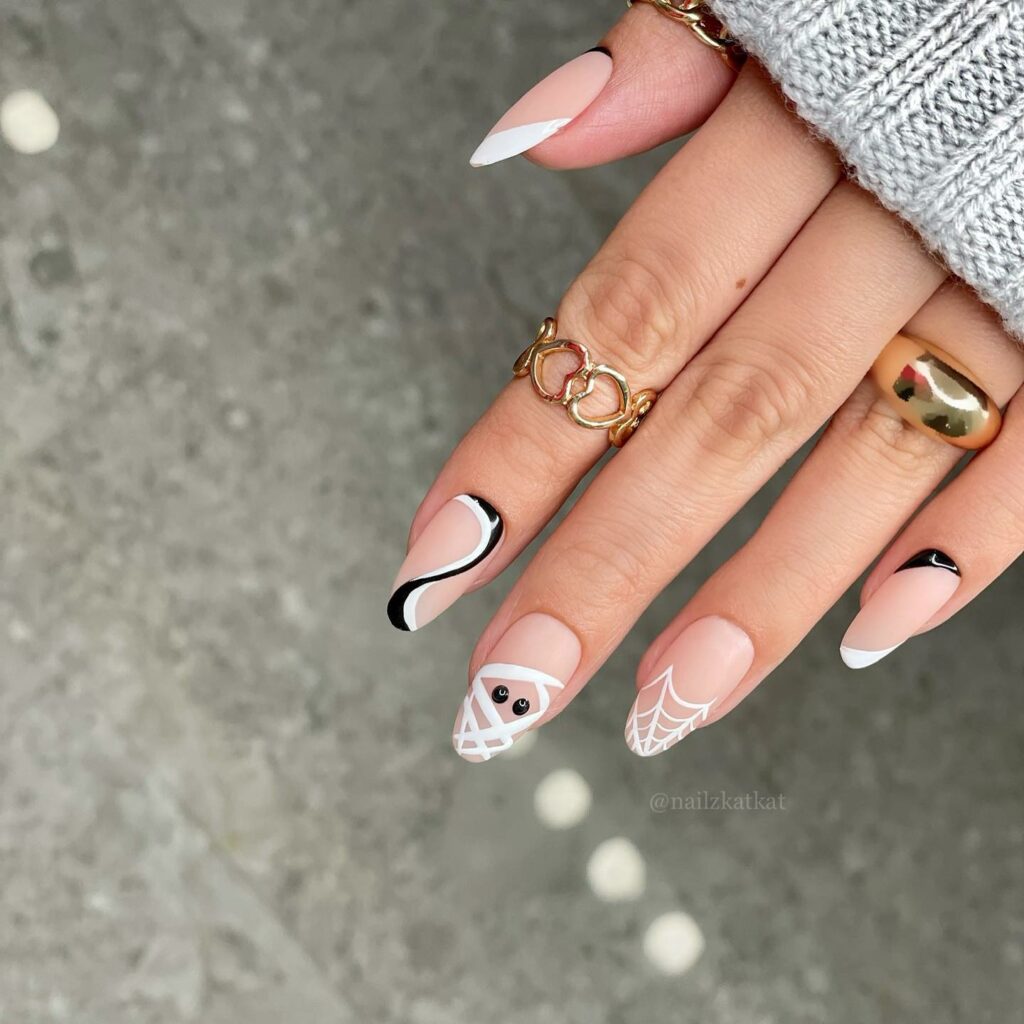 Discover 40 Short White Nail Designs for 2024 10 Black and white short nails