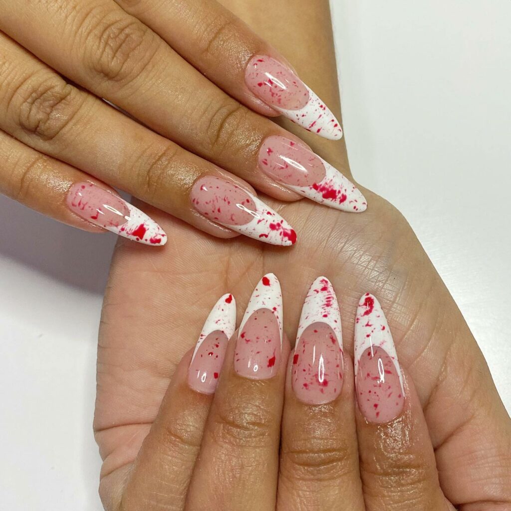 Embrace the Night with 33 Vampire Nail Designs for 2024 11 Bloody French Nails