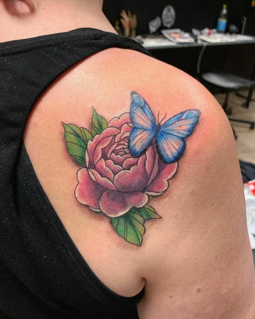 12+ Blue Butterfly Tattoo Ideas To Inspire You! 15 Blue Butterfly On Rose Tattoo