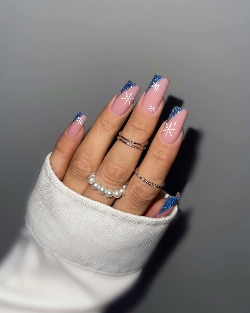 Feel Festive with 30 Blue Christmas Nail Ideas in 2024 11 Blue Christmas Nails with a Sparkling Edge