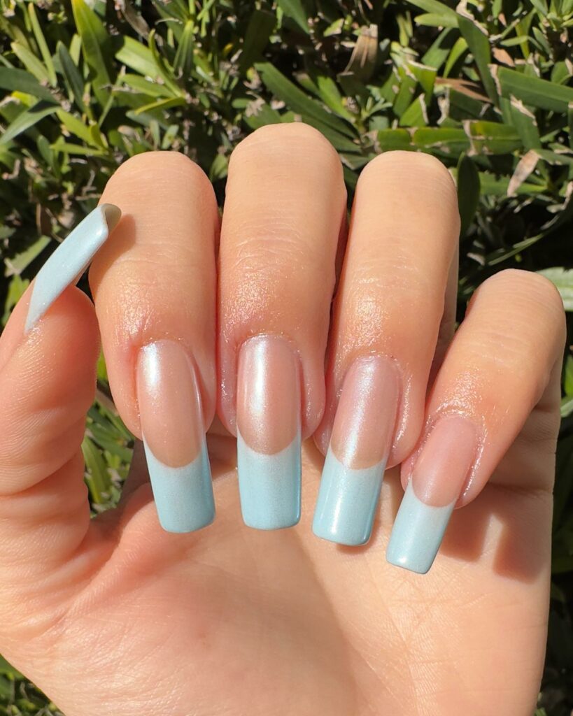 30 Blue French Tip Nail Ideas To Try In 2024! 22 Blue Chrome