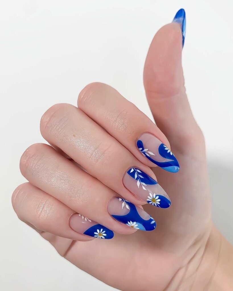 39 Latest Pink and Blue Nail Designs To Try in 2024! 41 Blue Floral blue nails
