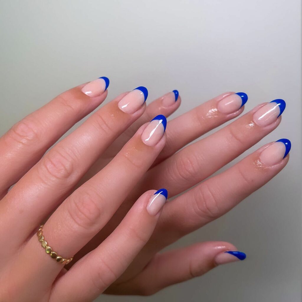 Get Creative with 39 Cute Short Nails Designs for 2024 28 Blue French Tip