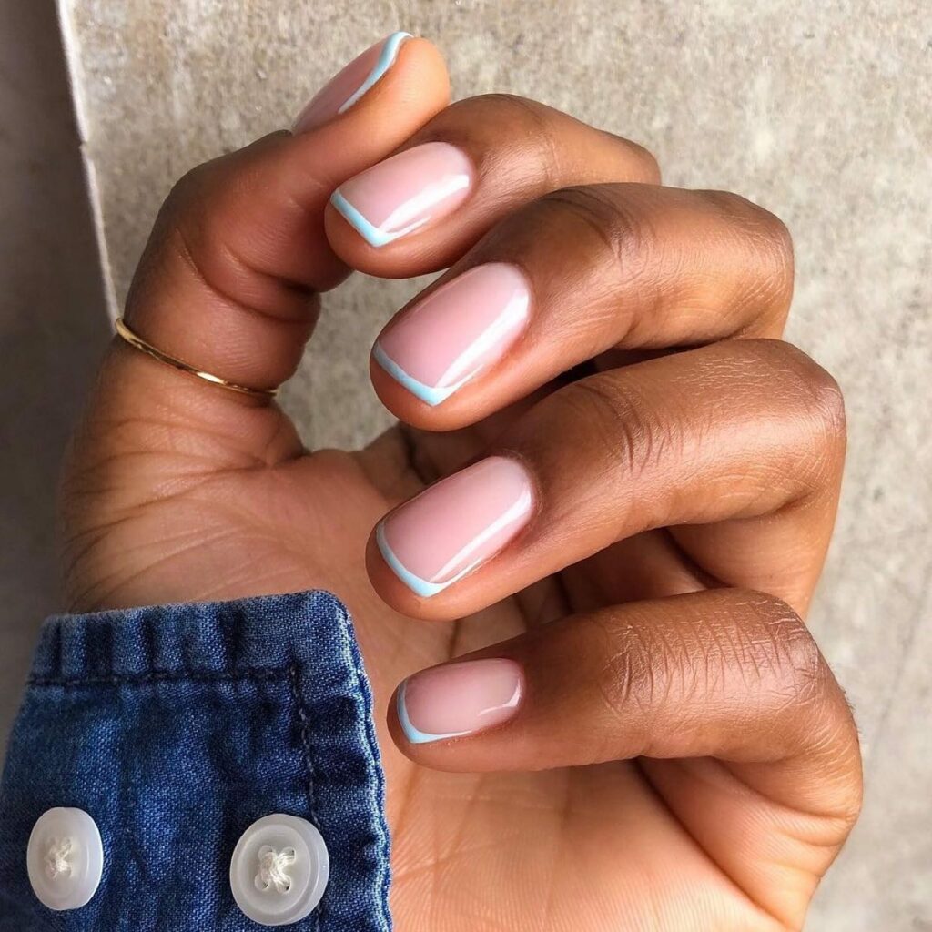 Get Creative with 39 Cute Short Nails Designs for 2024 13 Blue French Tip Nails design