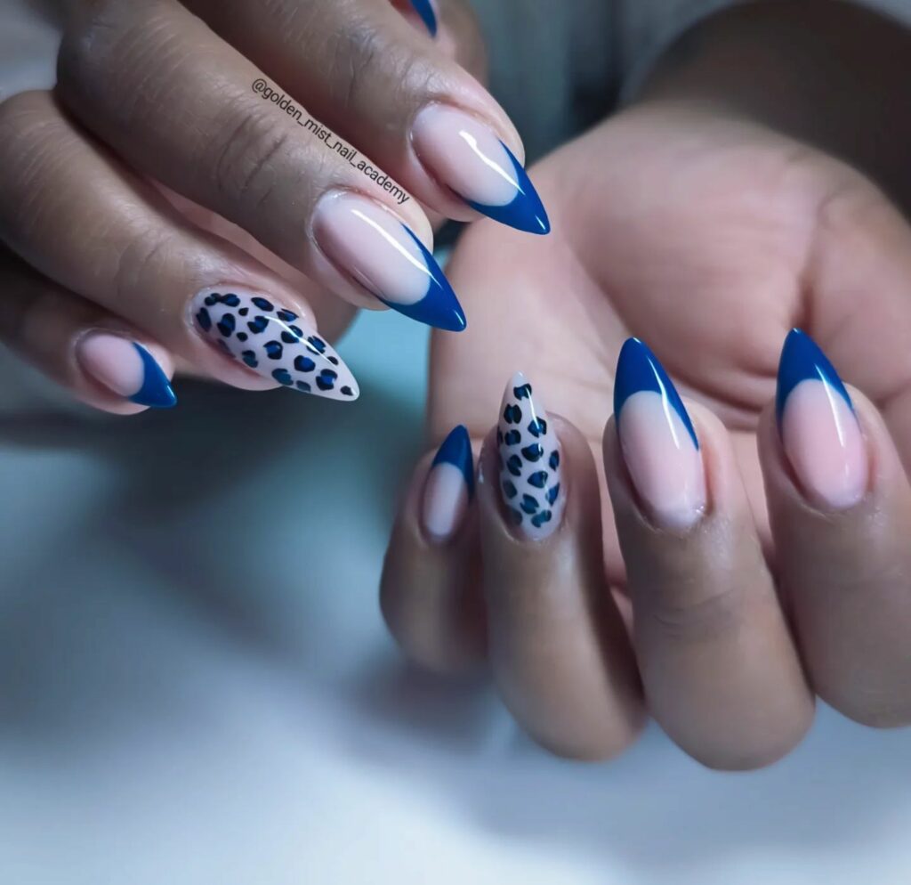 39 Latest Pink and Blue Nail Designs To Try in 2024! 26 Blue Leopard Print Nails