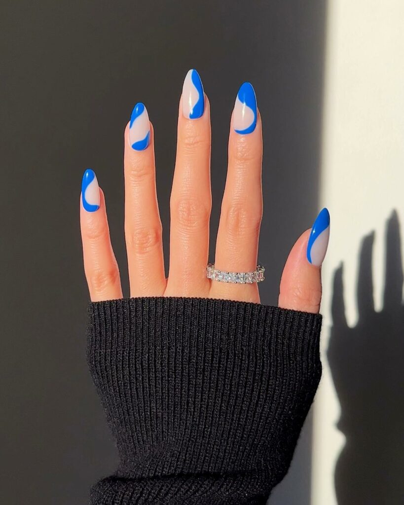 39 Latest Pink and Blue Nail Designs To Try in 2024! 15 Blue Nails Abstract Art