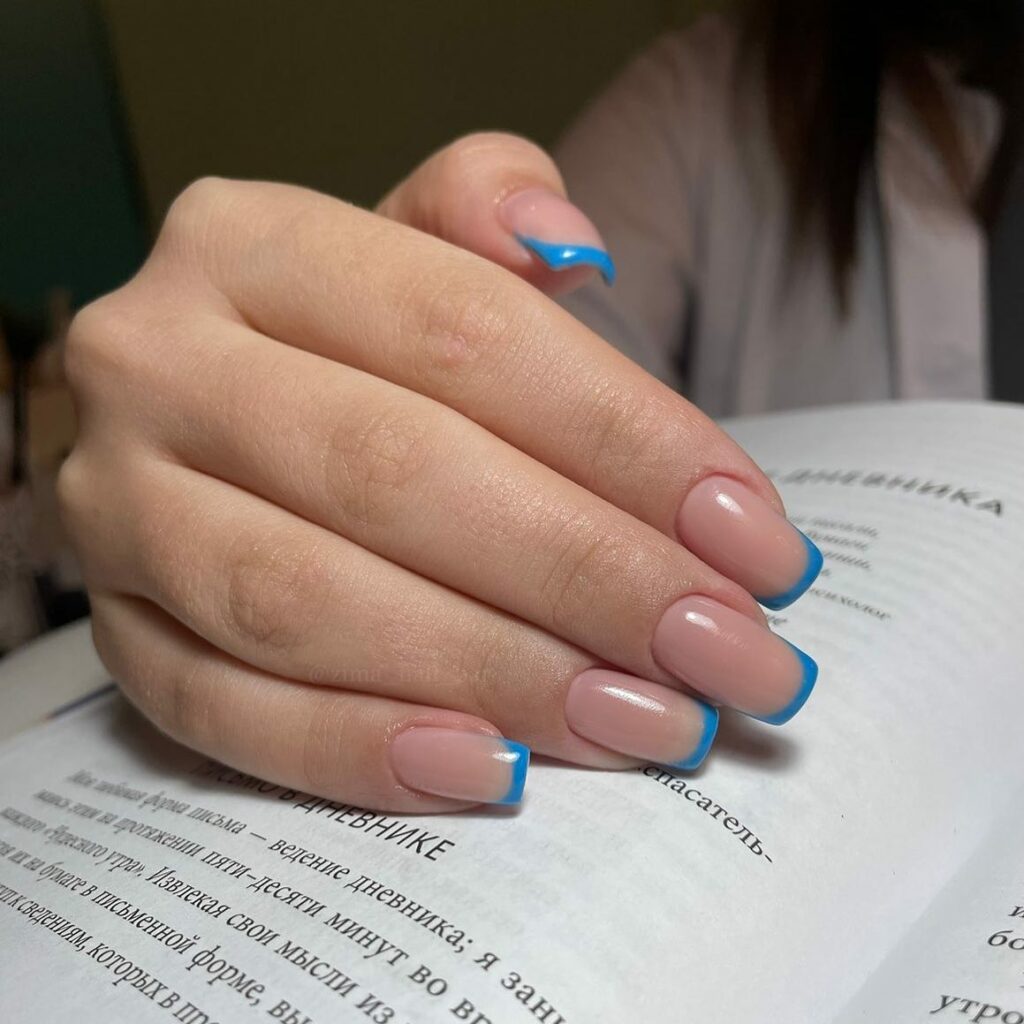 20 Latest Short Blue Nail Designs To Try In 2024! 25 Blue Hue Short French Nails