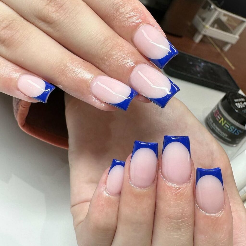 30 Blue French Tip Nail Ideas To Try In 2024! 21 Blue Square French Nails