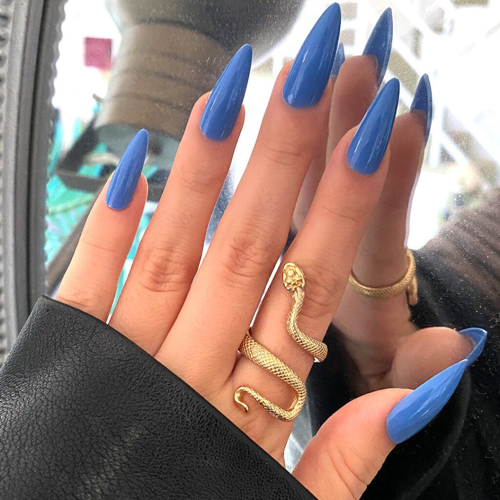 50 Latest Stiletto Nail Ideas To Try 2024! 31 Blue Stiletto Nails