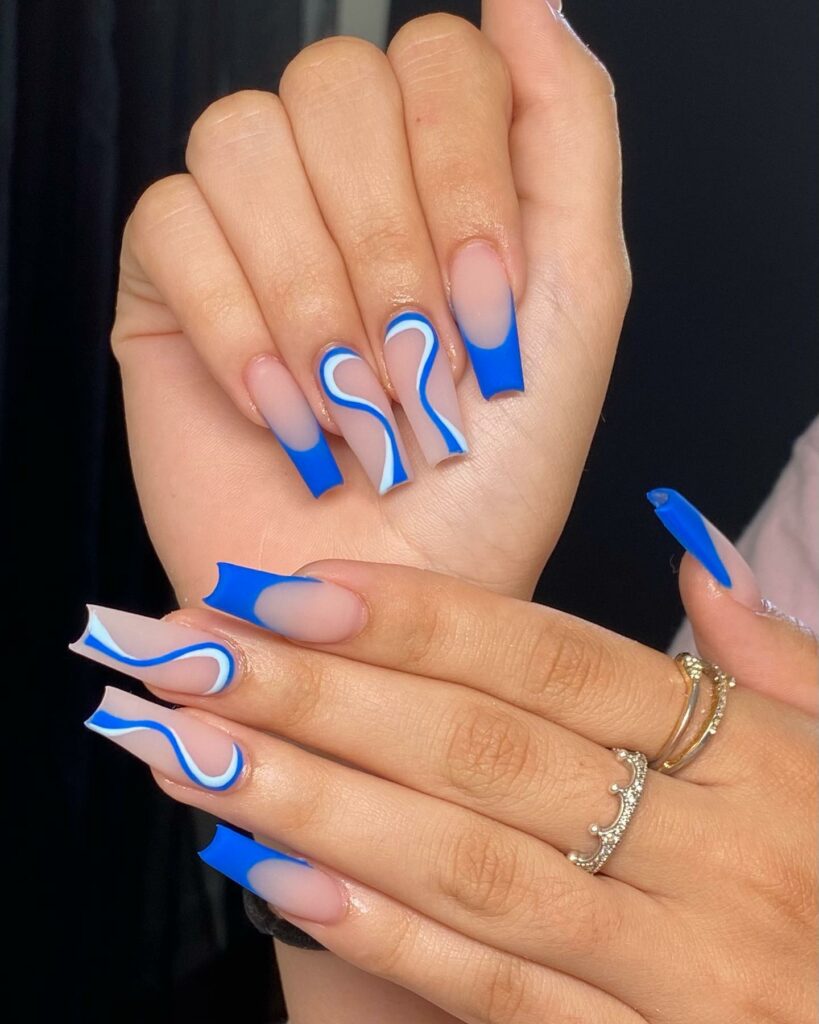 34 Latest Blue Acrylic Nail Designs To Try in 2024 30 Captivating Blue Swirl Acrylic Nails