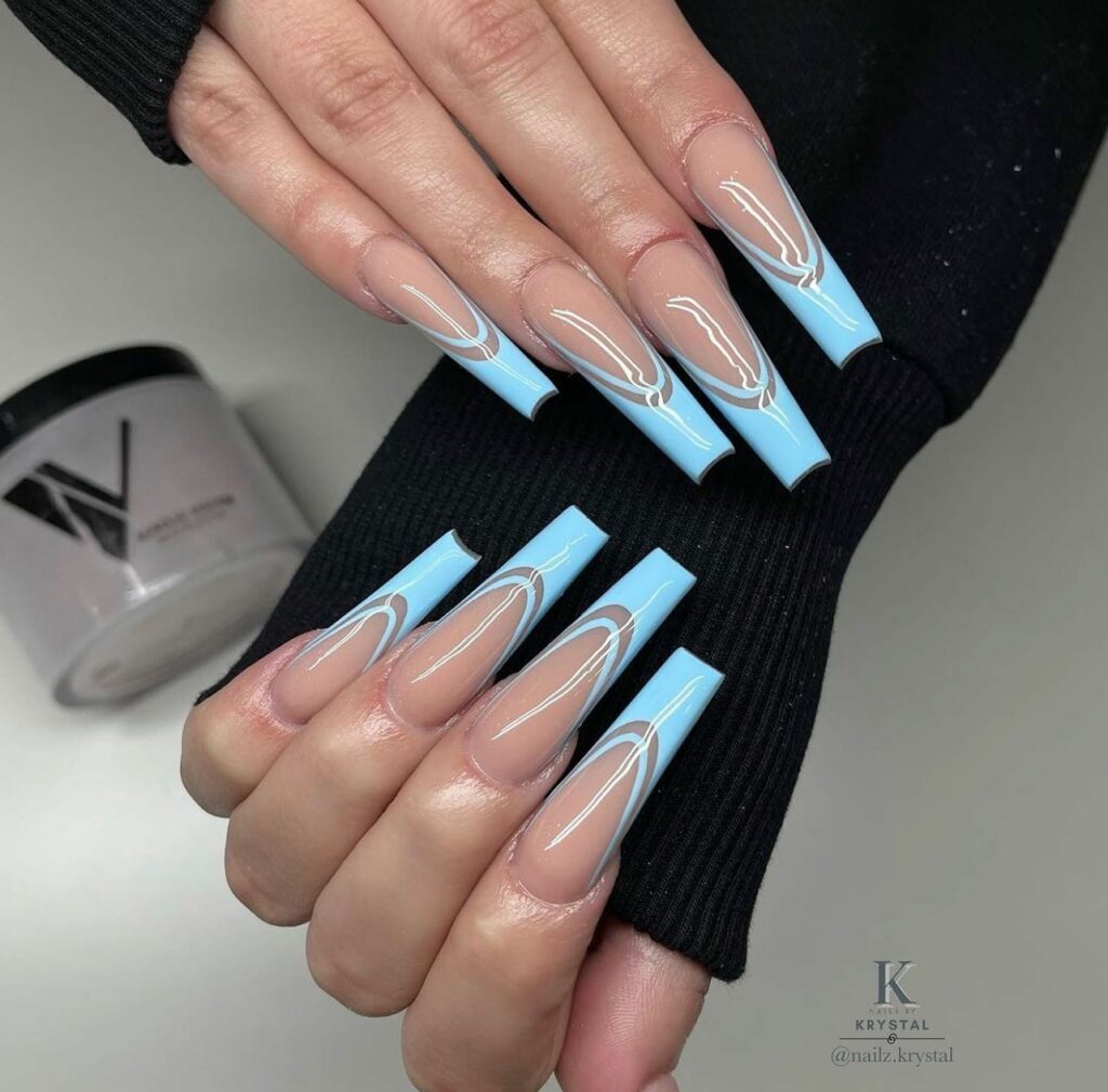 34 Latest Blue Acrylic Nail Designs To Try in 2024 27 Chic Blue V-Shape Tip Acrylic Nails