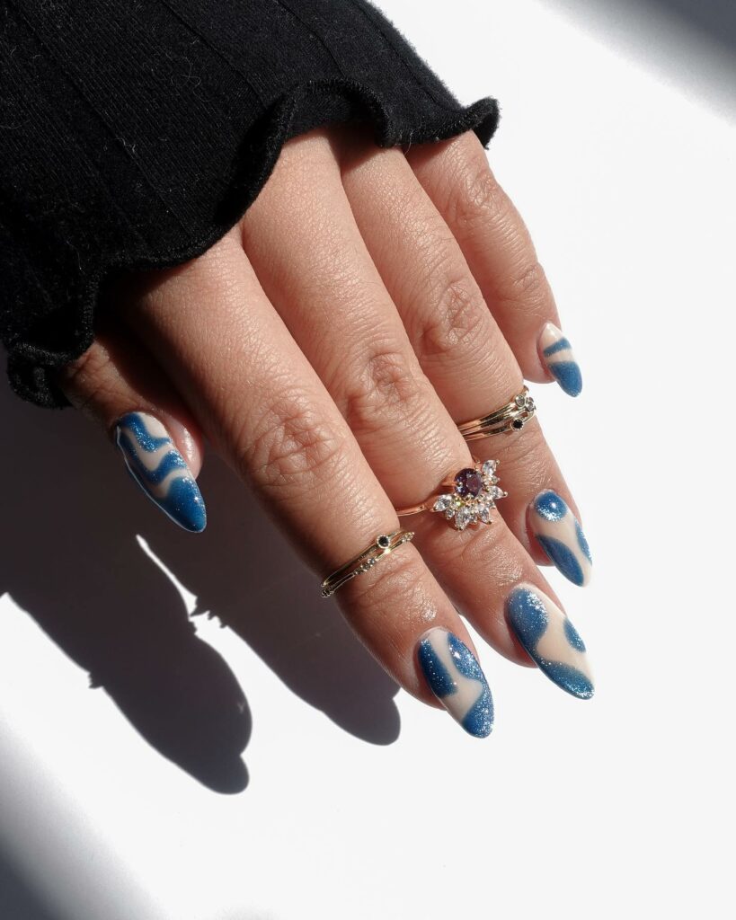25 LATEST VELVET NAIL DESIGNS TO TRY IN JANUARY 2024! 25 Ocean Blue Velvet Nails