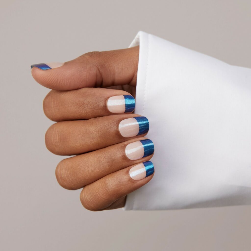 20 Chrome French Manicures to Try in 2024 21 Blue and White Chrome French Nails
