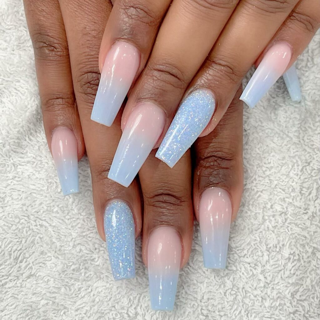 59 White Glitter Nail Designs To Try In 2024! 59 Blue and White Winter