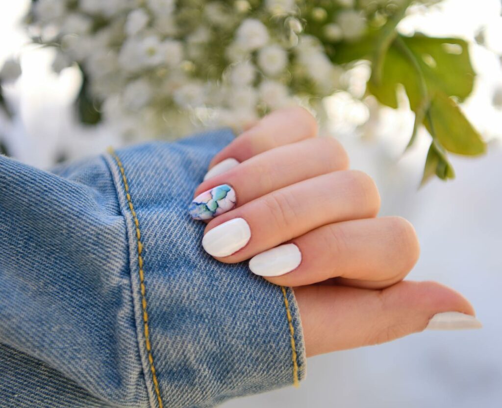 Discover 40 Short White Nail Designs for 2024 31 Blue and white short nail