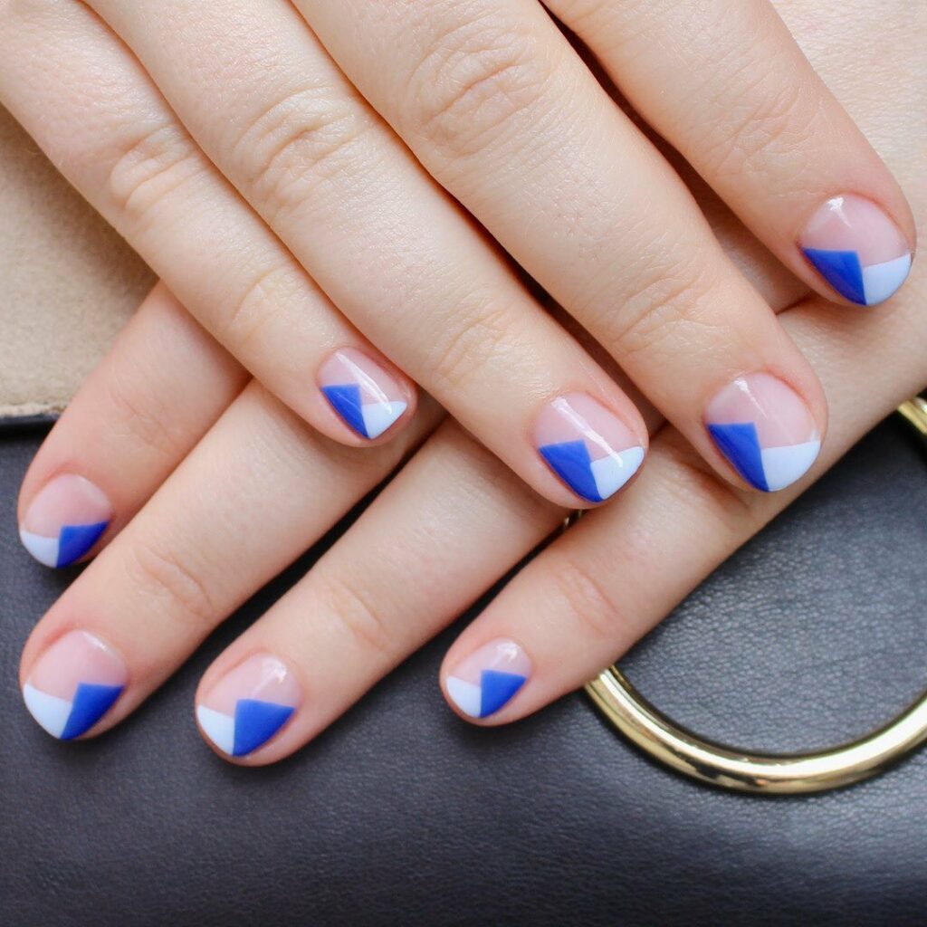 Discover 40 Short White Nail Designs for 2024 34 Blue and white short nails designs