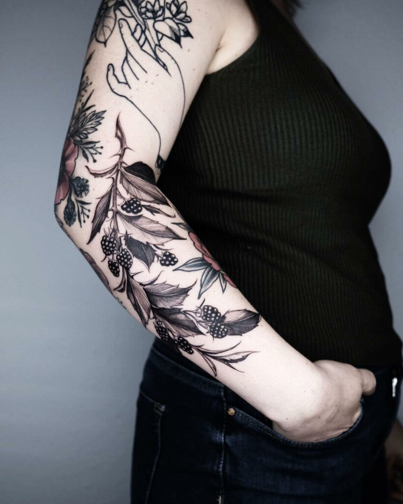 10 Creative Filler Tattoo Ideas for 2024 16 Blueberry Branch Tattoo Sleeve Filler Ideas