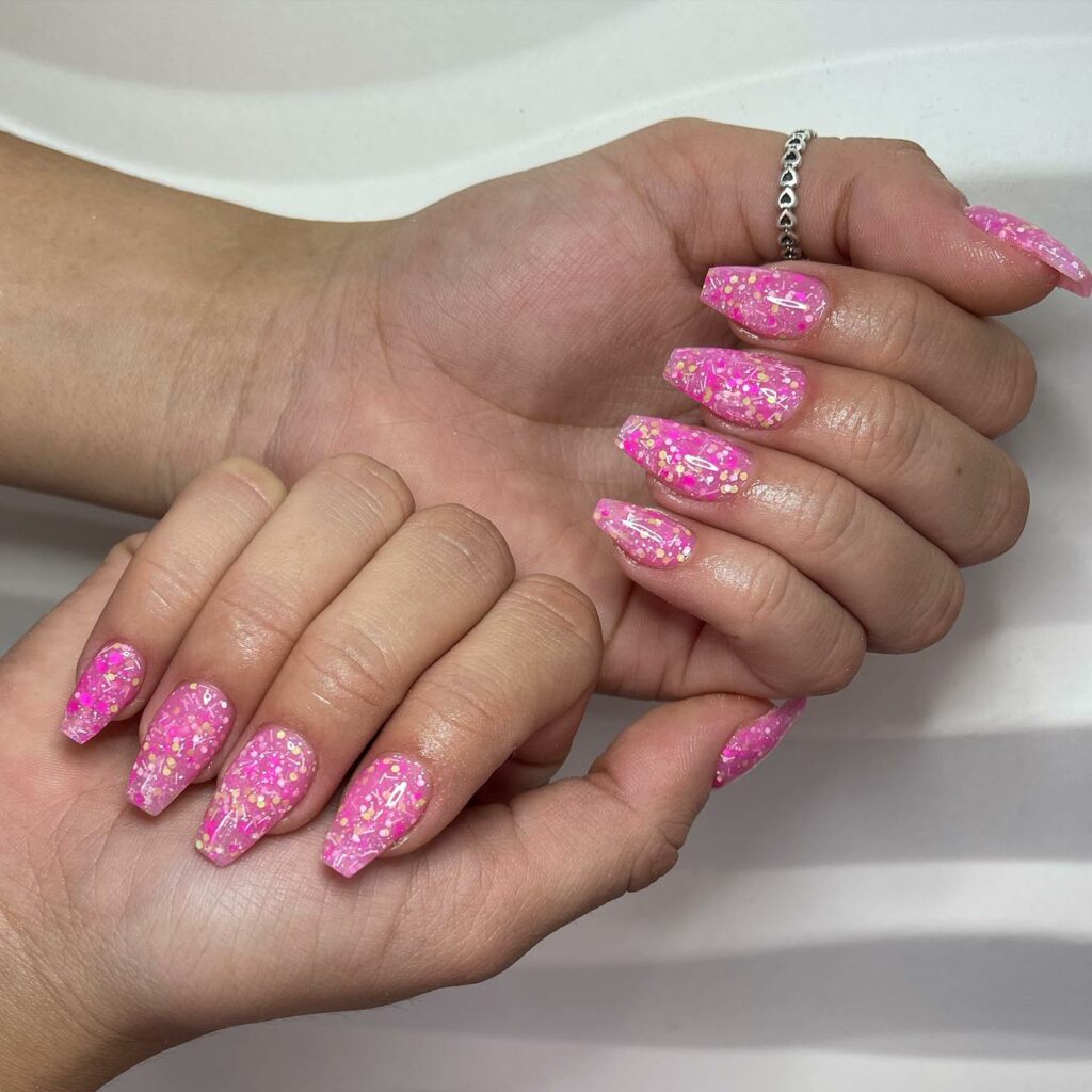 Exciting Birthday Nail Inspirations for 2024 π 38 Blush Pink with a Confetti Flair