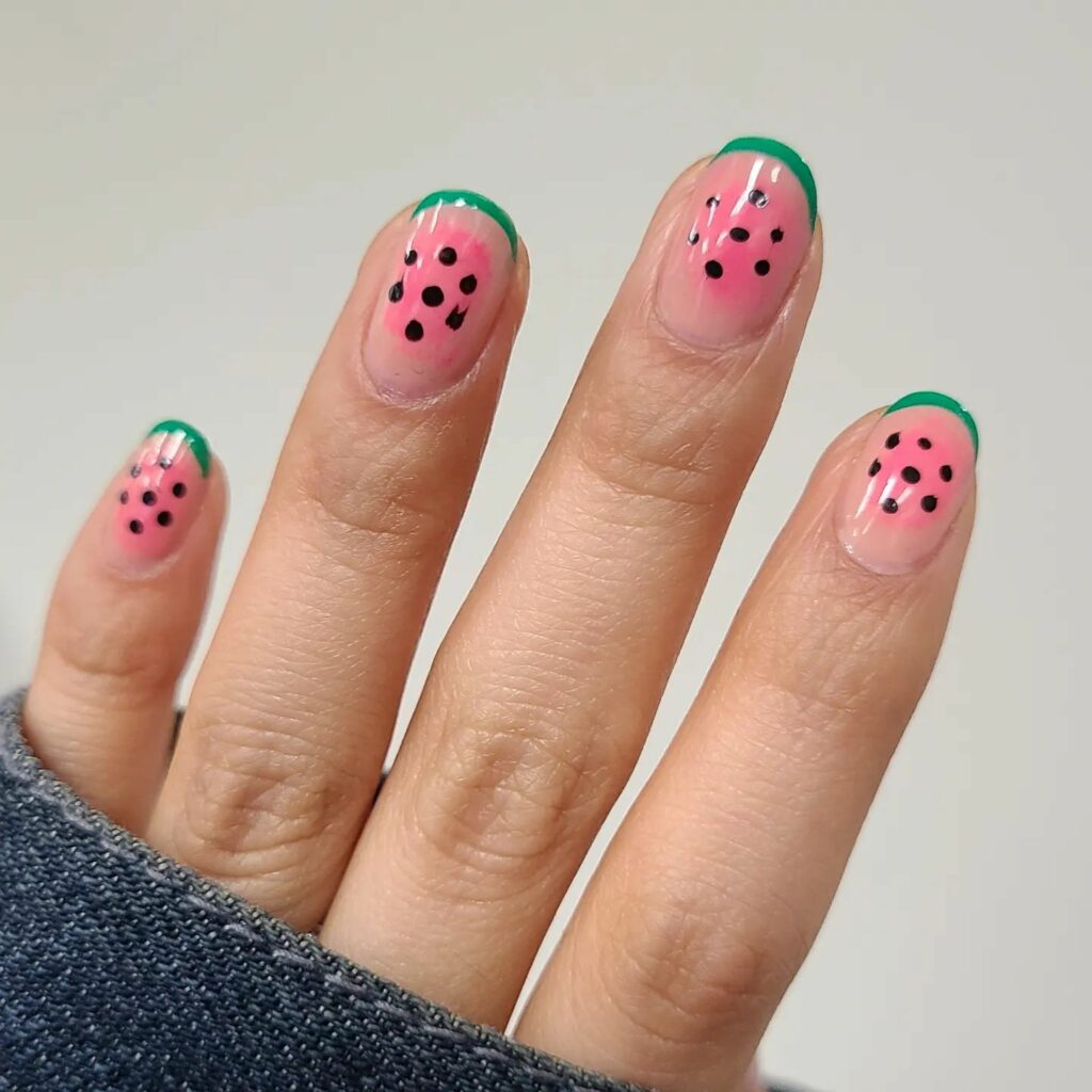 40 Latest Short Summer Nail Designs To Try In 2024! 10 Blush Watermelon Nails Palette