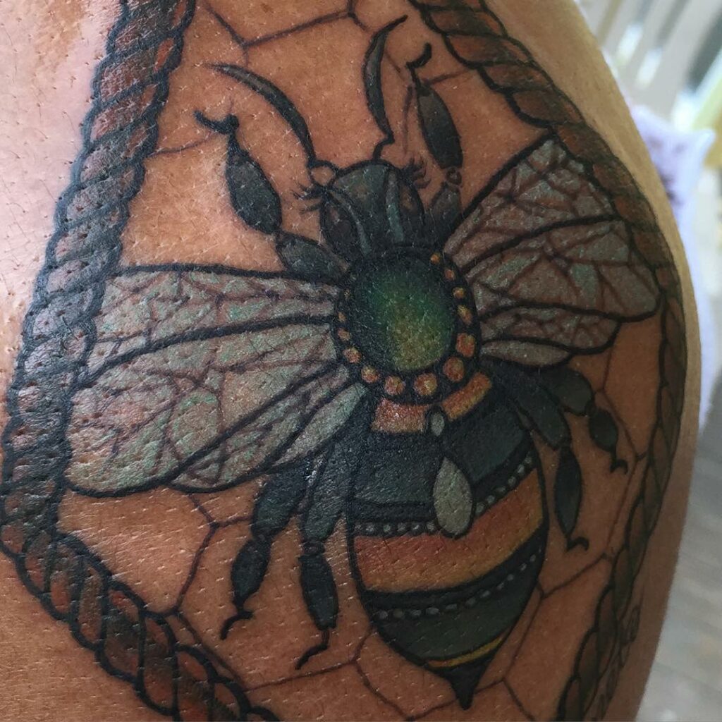 11+ Queen Bee Tattoo Ideas You Have To See To Believe! 17 Bohemian Queen Bee Tattoo Design