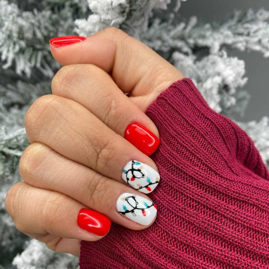 Illuminate Your Nails with 20 Christmas Lights Nail Ideas in 2024 22 Bold Red and Christmas Lights Nails