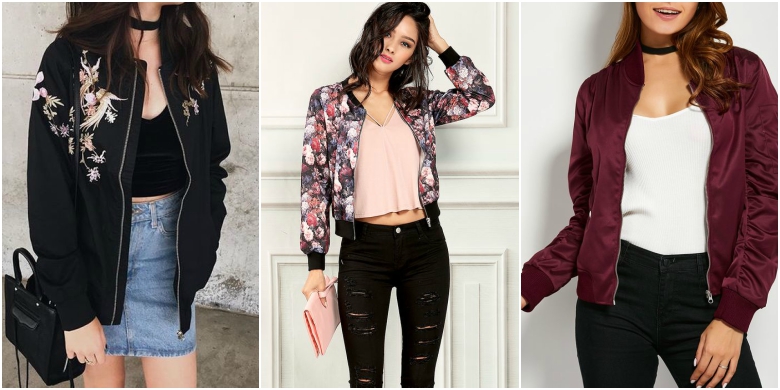 15 of the Best Women's Bomber Jackets 19 Black bomber jacket with denim skirt, floral bomber jacket with jeans, maroon bomber jacket with black jeans