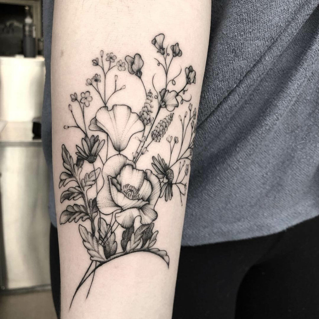 10+ Baby's Breath Tattoo Ideas You'll Have To See To Believe! 12 Bouquet Baby's Breath Tattoo