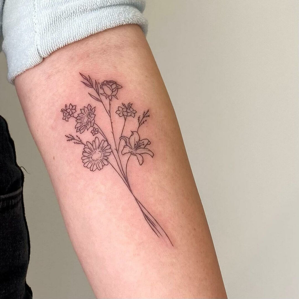 11+ Common Tattoo Ideas That Will Blow Your Mind! 16 Bouquet of Wildflowers Tattoo Ideas