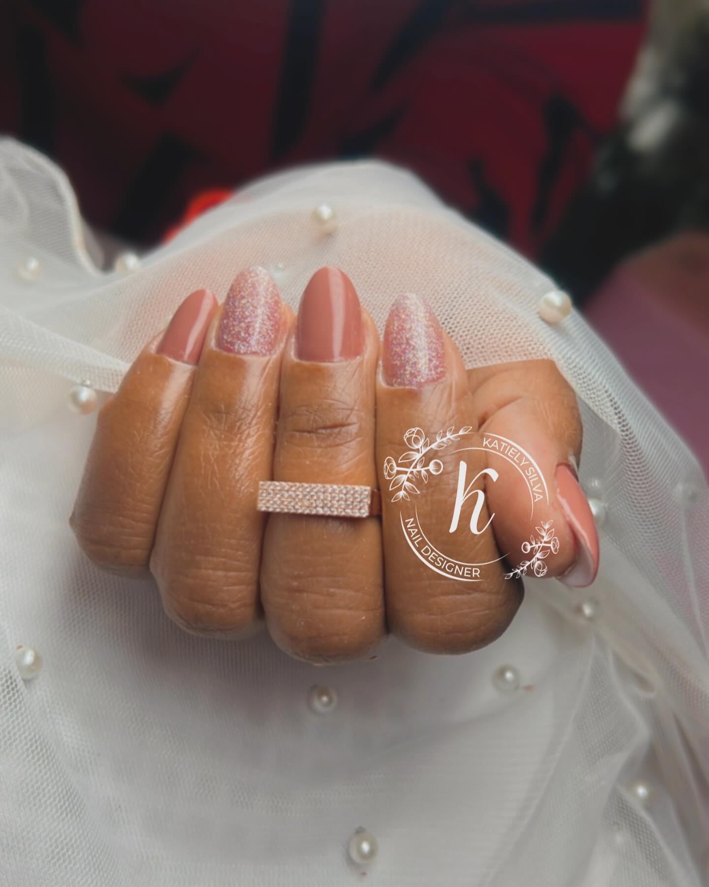 43 Latest Long Nail Designs To Try in Today! 35 Bridal Pink Almond Glitter Accent Nails