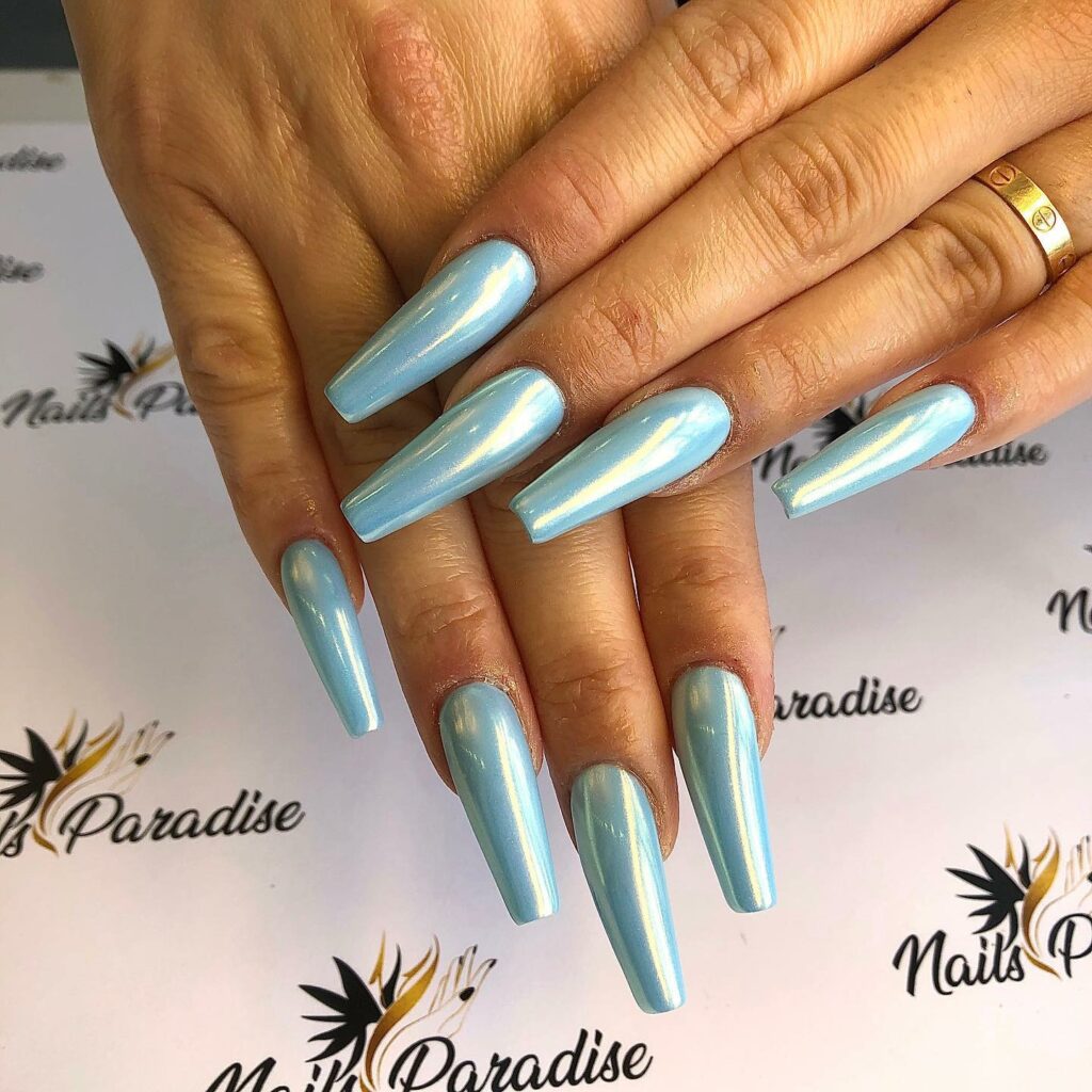 Trendy Short Coffin Nail Designs to Inspire You in 2024 ⚰️ 30 Bright Blue Coffin Nails