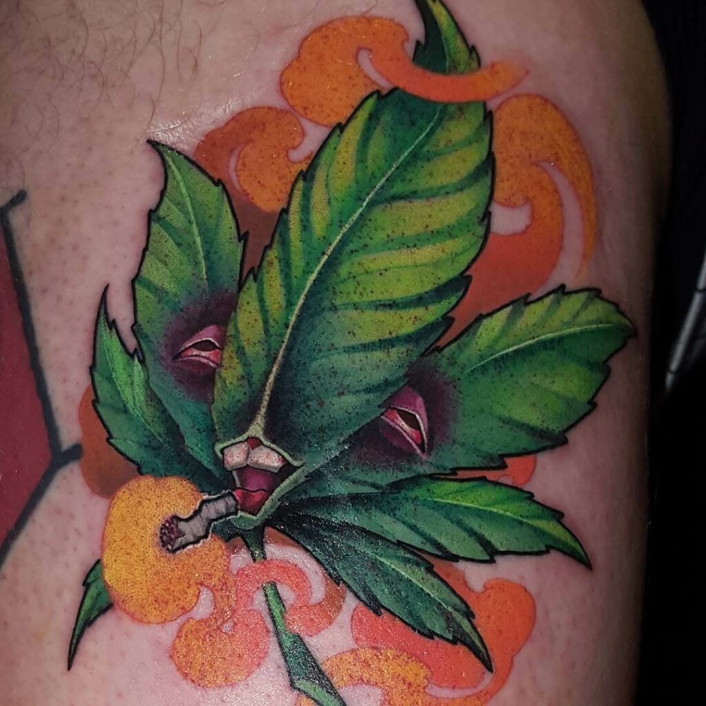 10+ Weed Leaf Tattoo Ideas You Have To See To believe! 15 Bright Leaf Marijuana Tattoo Designs